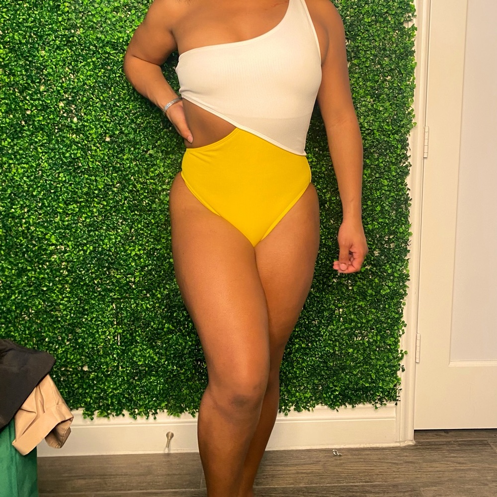 Yellow & White Bathing Suit